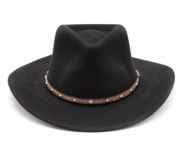 Men and women foldable pointy crown black wool felt cowboy hat