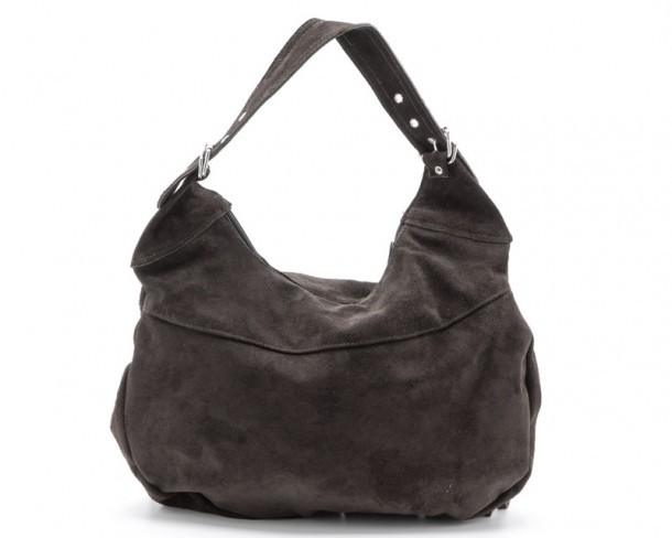 Dark brown suede handbag with fringes