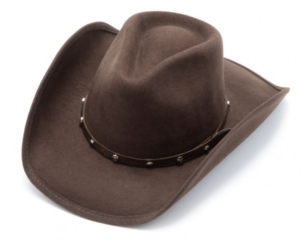 Pinch crown classic hard brown wool felt western hat