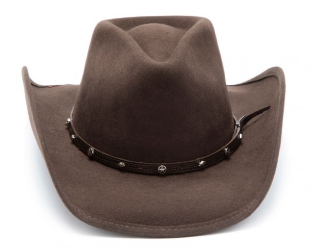 Sombrero western clásico fieltro marrón duro copa Pinch