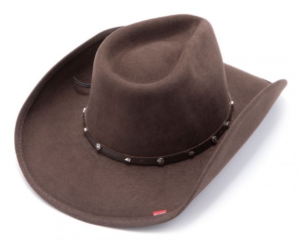 Sombrero western clásico fieltro marrón duro copa Pinch