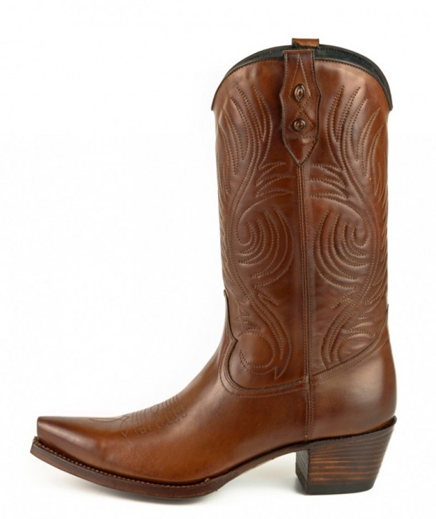 Shiny dark brown snip toe Mayura ladies American western style boots