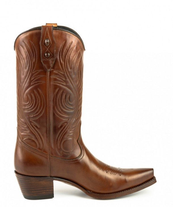 Shiny dark brown snip toe Mayura ladies American western style boots