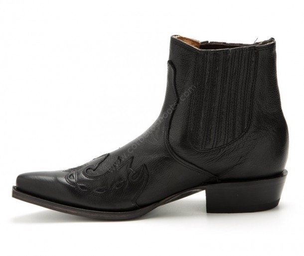 Buy at our western specialized online shop these cheap made in Mexico cowboy black leather double layer combination ankle boots for men.