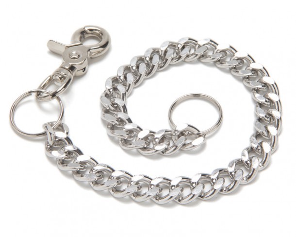 Short linked chromed metal chain for biker wallets