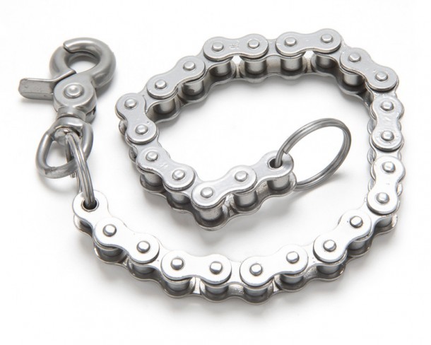 Motorcycle metallic chromed chain for biker wallets