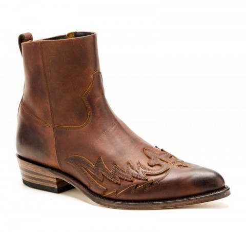 11783 Lyon Evolution Tang Usado Negro | Buy now this mens rounded toe Sendra ankle boots with zipper made with genuine cognac colour cow leather.