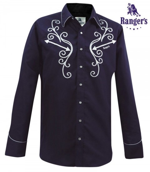 Made in Mexico navy blue western shirt with white threaded stitching