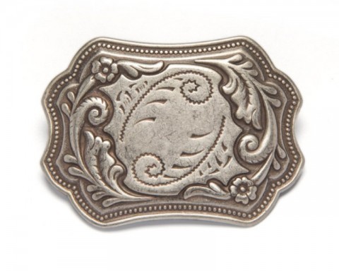 Floral engraved lightweight metallic buckle for western belts