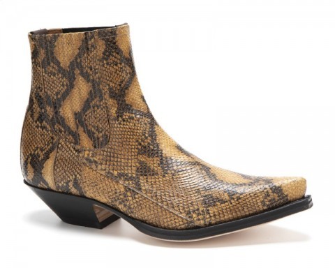 Vintage look snake skin leather print mens Sendra cowboy ankle boots