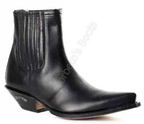 1692 Cuervo Pull Oil Negro | Botín Cowboy punta fina Sendra Boots cuero negro para hombre
