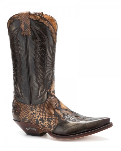 Mock snakeskin western boots