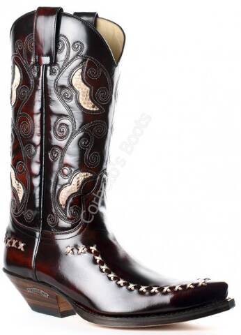 2829 Cuervo Florentic Fuchsia | Sendra unisex shiny burgundy leather cowboy boots