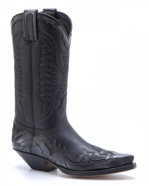 Mens Sendra exclusive edition western boots made with black tanned and vintage shiny grey leather