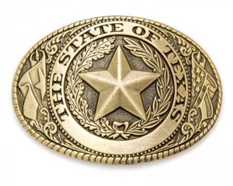 Antique brass The State Of Texas western belt buckle