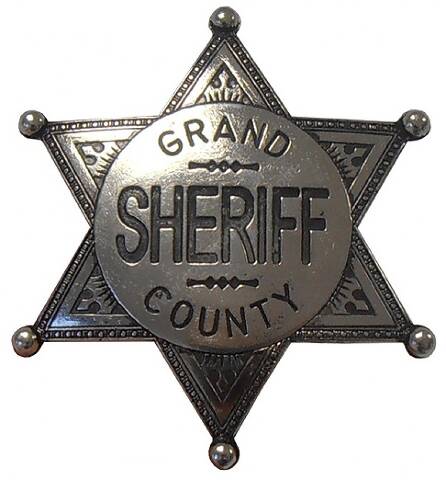 Grand County Sheriff silver metal badge