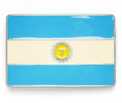 Argentina flag enameled belt buckle