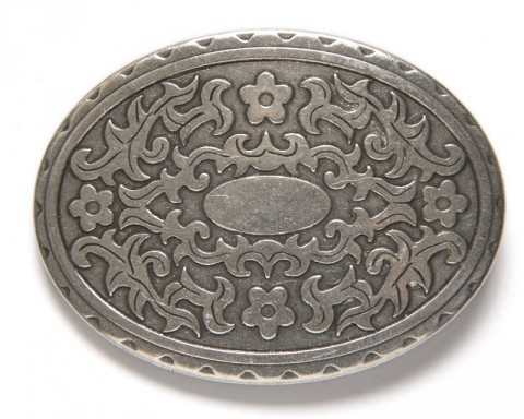 Men and women belt buckle with embossed flowers