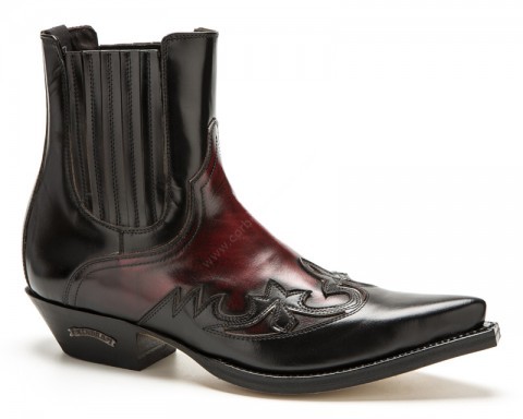 Sendra black & red mens western ankle boots