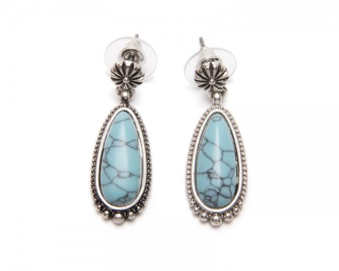 Western silver plated earings with water drop shape