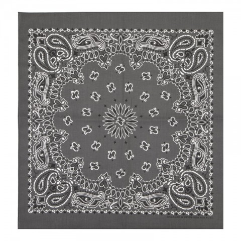 Charcoal bandana for choppers and country dancers with the genuine paisley print. Quality bandanas made in USA 100% cotton