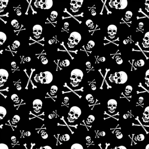 Pañuelo negro estampado con calaveras piratas