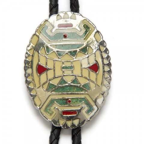 Navajo colorful mosaic art bolo tie for western shirt