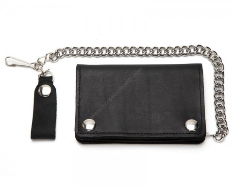 Compacted large space black chain wallet