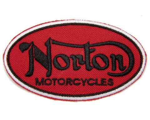Norton logo biker patch with red background