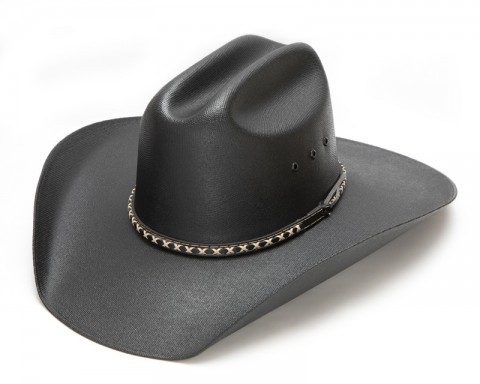 Stiffened black canvas rodeo style hat with inner elastic band