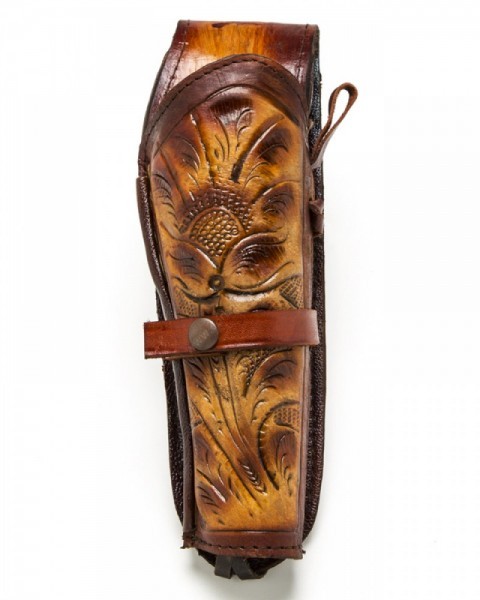 Combined brown leather gun holster