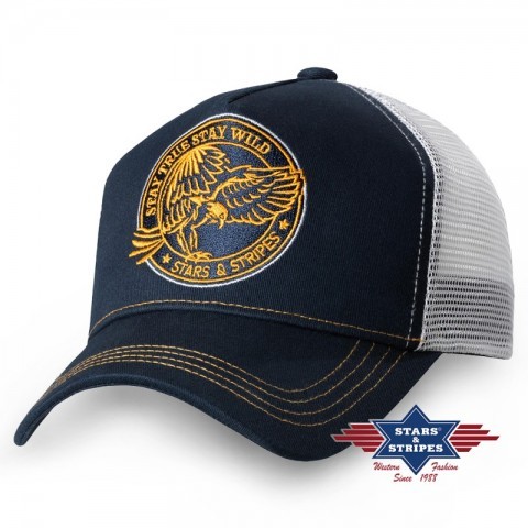 Stars & Stripes blue and white western cap with embroidered eagle