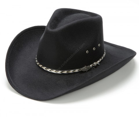 Economic line black faux felt unisex cowboy hat