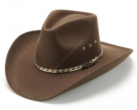 Economic line brown faux felt unisex western hat