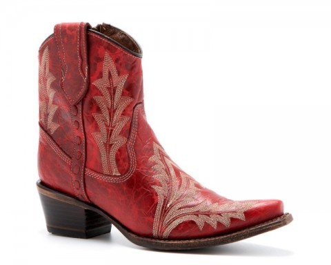 Vintage red western ladies ankle boots with zipper