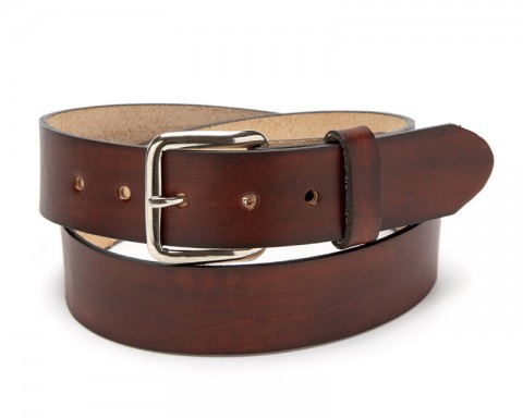 Cinturón clásico liso cuero marrón rojizo hecho en Estados Unidos
