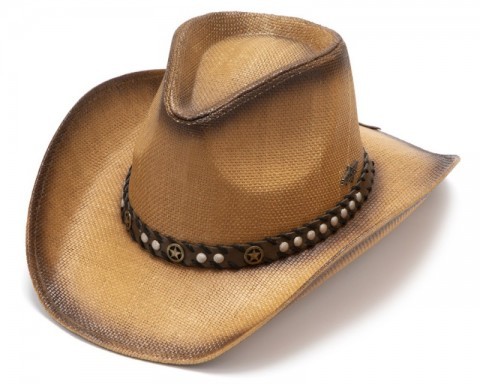 Enimay Faux Felt Western Style Pinch Front Straw Canvas Cowboy Cowgirl Straw Hat 