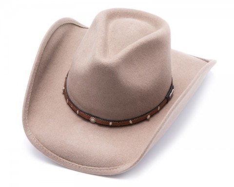 Sombrero monta western color arena fieltro rígido y ala estrecha