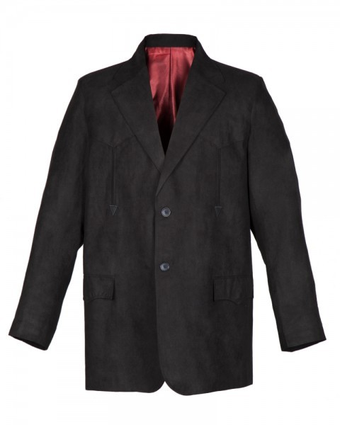 Black velvet touch western style blazer for men
