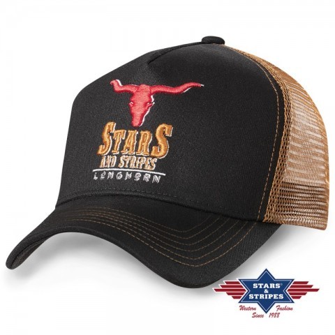 Longhorn Front Embroidered Trucker Cowboy Cap