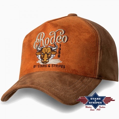 Stars & Stripes American brown cap with embroidered rodeo bull