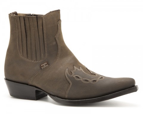 Mens tanned brown leather line dance ankle boots